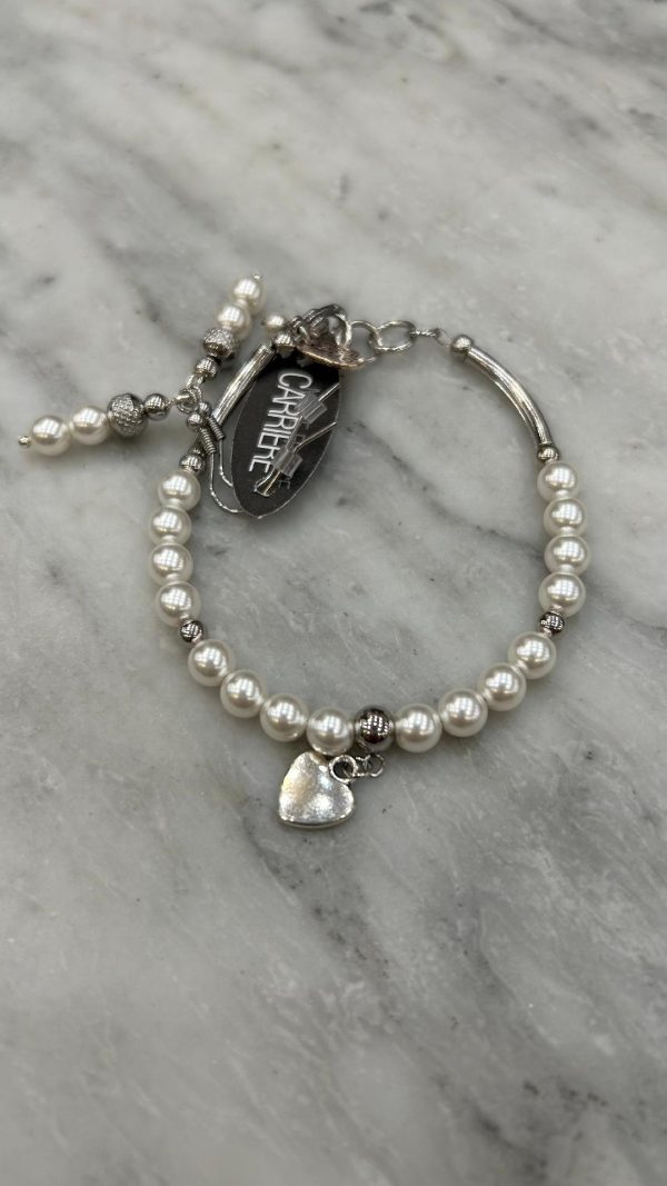 Pearl and Bead Bracelet with heart