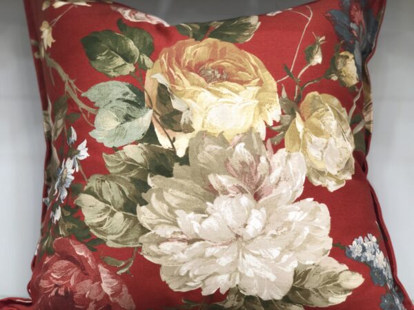 Burgundy Cabbage Rose Pillow - Exclusive