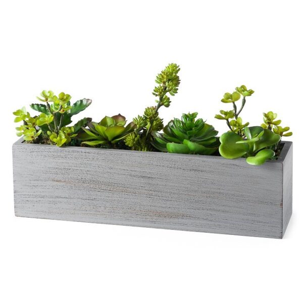 Solaro Rectangle 14" Potted Faux Succulent Cluster