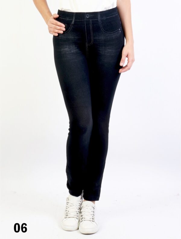 High Waist Dark Denim Fleece Leggings
