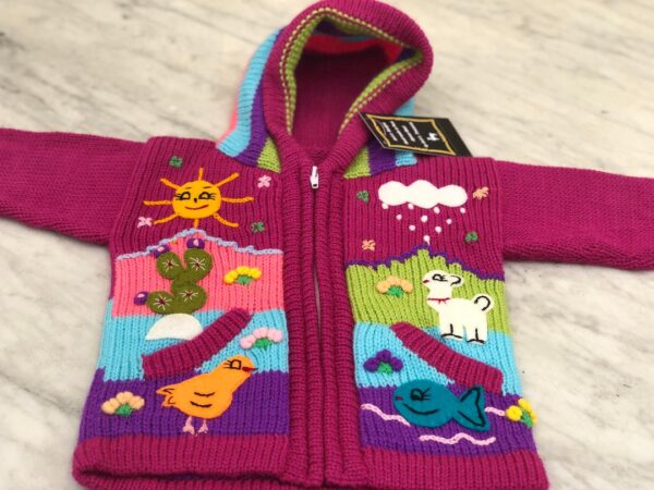 Children's Happy Sweater Unlined Hot Pink