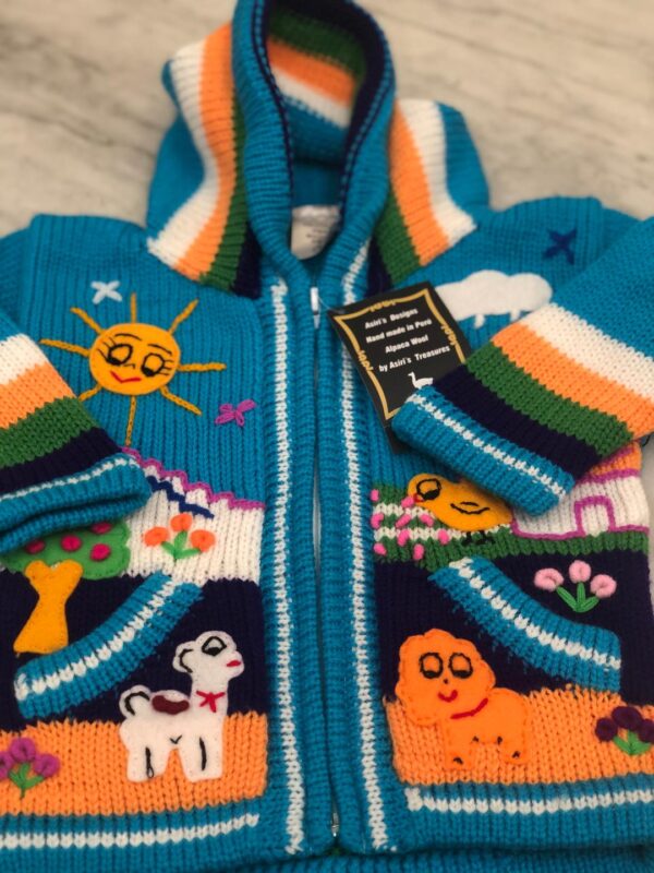 Children's Happy Sweater Unlined Turquoise