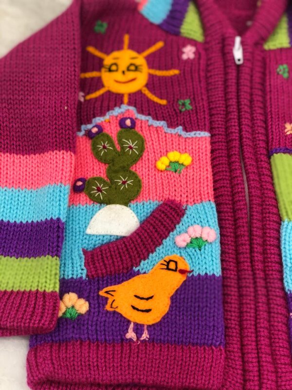 Children's Happy Sweater Unlined Hot Pink - Image 2