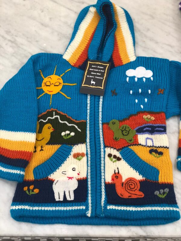 Children's Happy Sweater Unlined Turquoise - Image 3