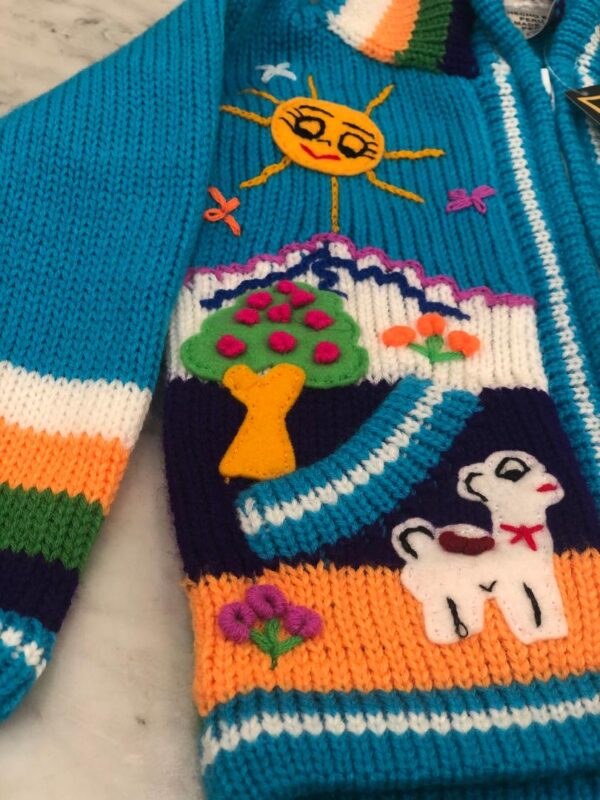 Children's Happy Sweater Unlined Turquoise - Image 2