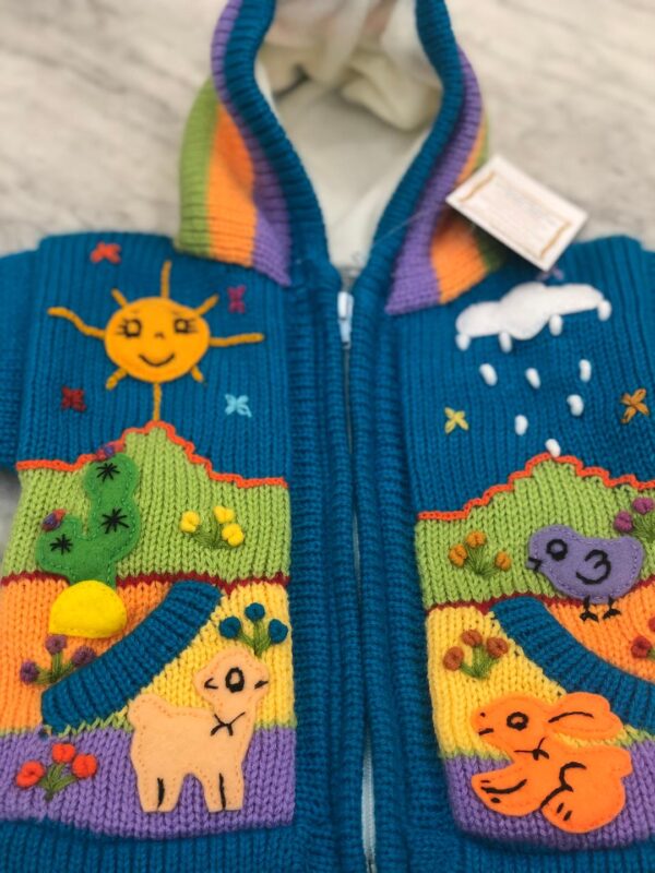 Children's Happy Sweater Lined Turquoise