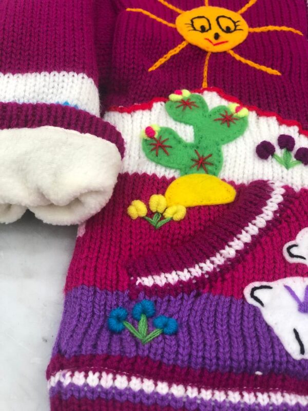 Children's Happy Sweater Lined Hot Pink - Image 2