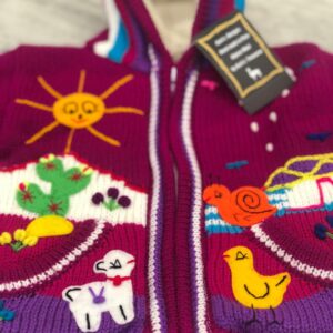 Children's Happy Sweater Lined Hot Pink