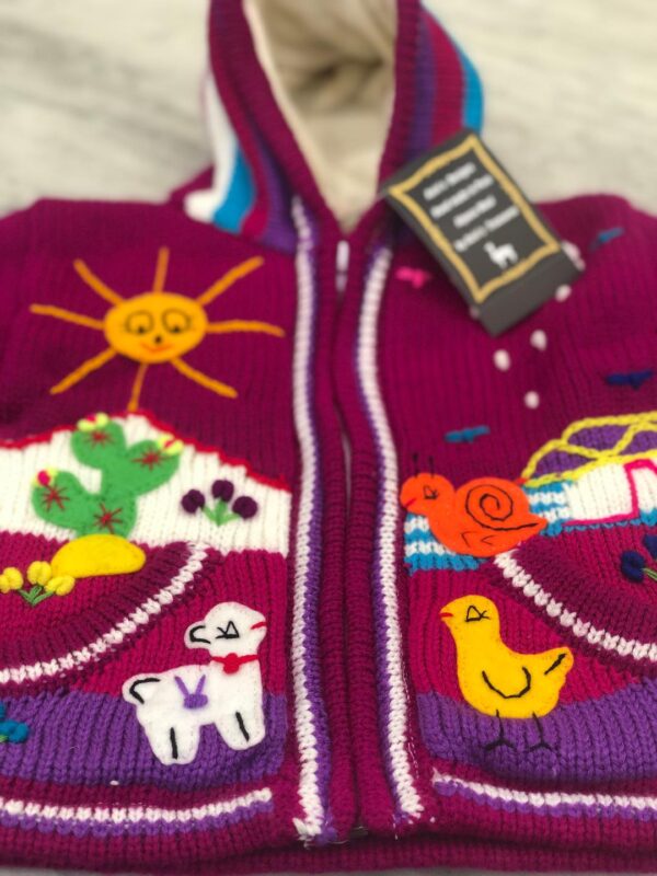 Children's Happy Sweater Lined Hot Pink