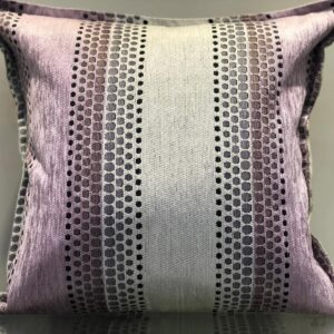 Mauve and Grey Striped Velvety Pillow - Exclusive