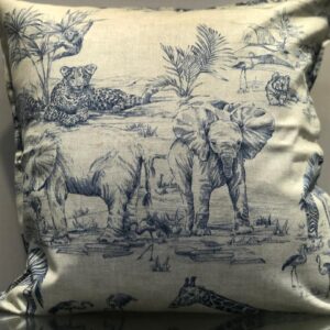 Beige and Blue Elephant Pillow - Exclusive