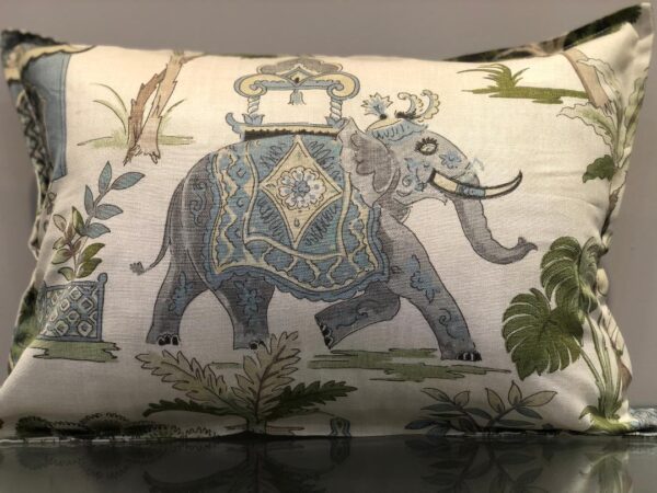 Lumbar Sage and Grey Elephant Pillow - Exclusive