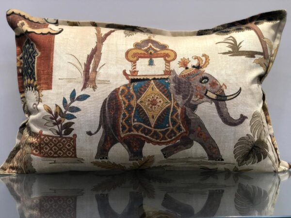 Lumbar Beige and Grey Elephant Pillow - Exclusive