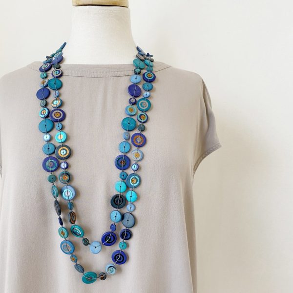 Endless Necklace with Flat Disks Blue - Image 3
