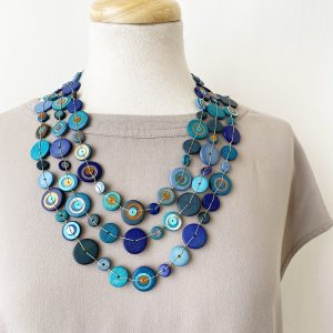 Endless Necklace with Flat Disks Blue