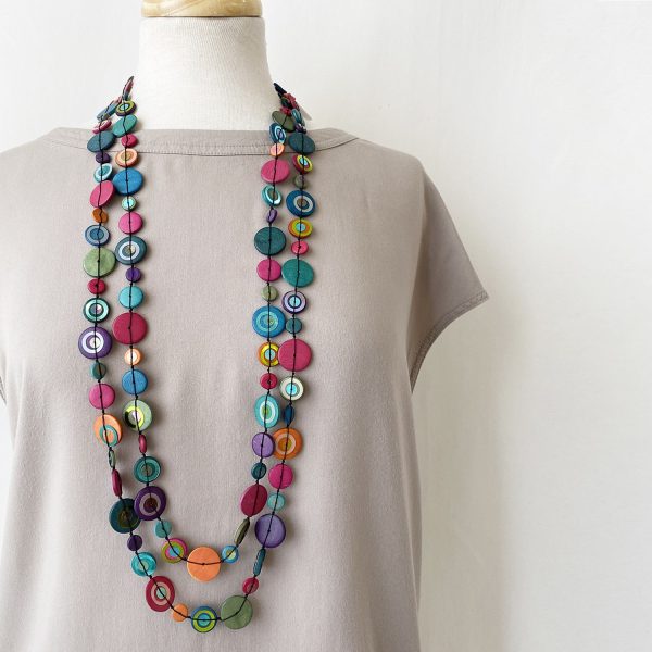 Endless Necklace with Flat Disks Bright Mix