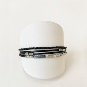 Delicate Black and Silver Multi Strand Bracelet