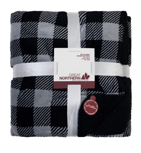 Buffalo Plaid Sherpa Throw Black Check