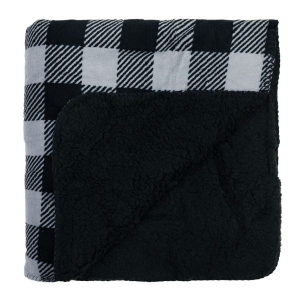 Buffalo Plaid Sherpa Throw Black Check - Image 2