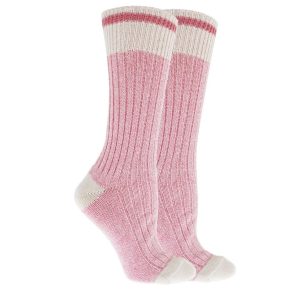 Ladies Boot Socks 2 Pairs Pink