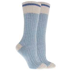 Ladies Boot Socks 2 Pairs Baby Blue