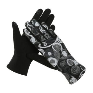 Embroidered Gloves Grey Swirl