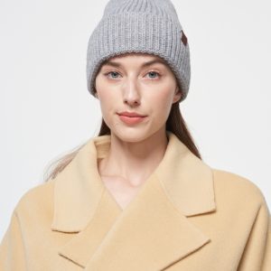 Grey Ribbed Knit Hat