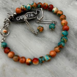 Blue and Coral Stone Bracelet