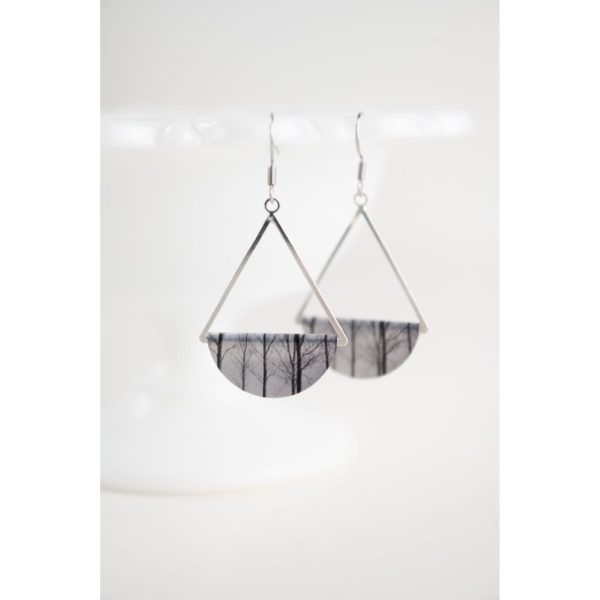 Dangle Earing Winter Forest Silver